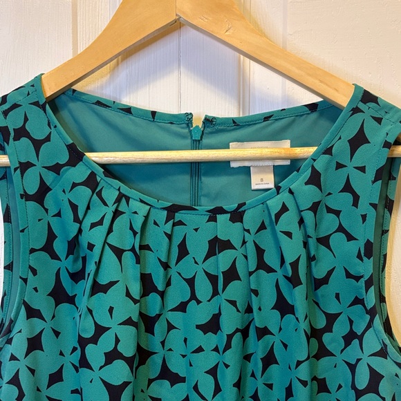 LOFT Teal & Black Sleeveless Midi Dress - Picture 3 of 9